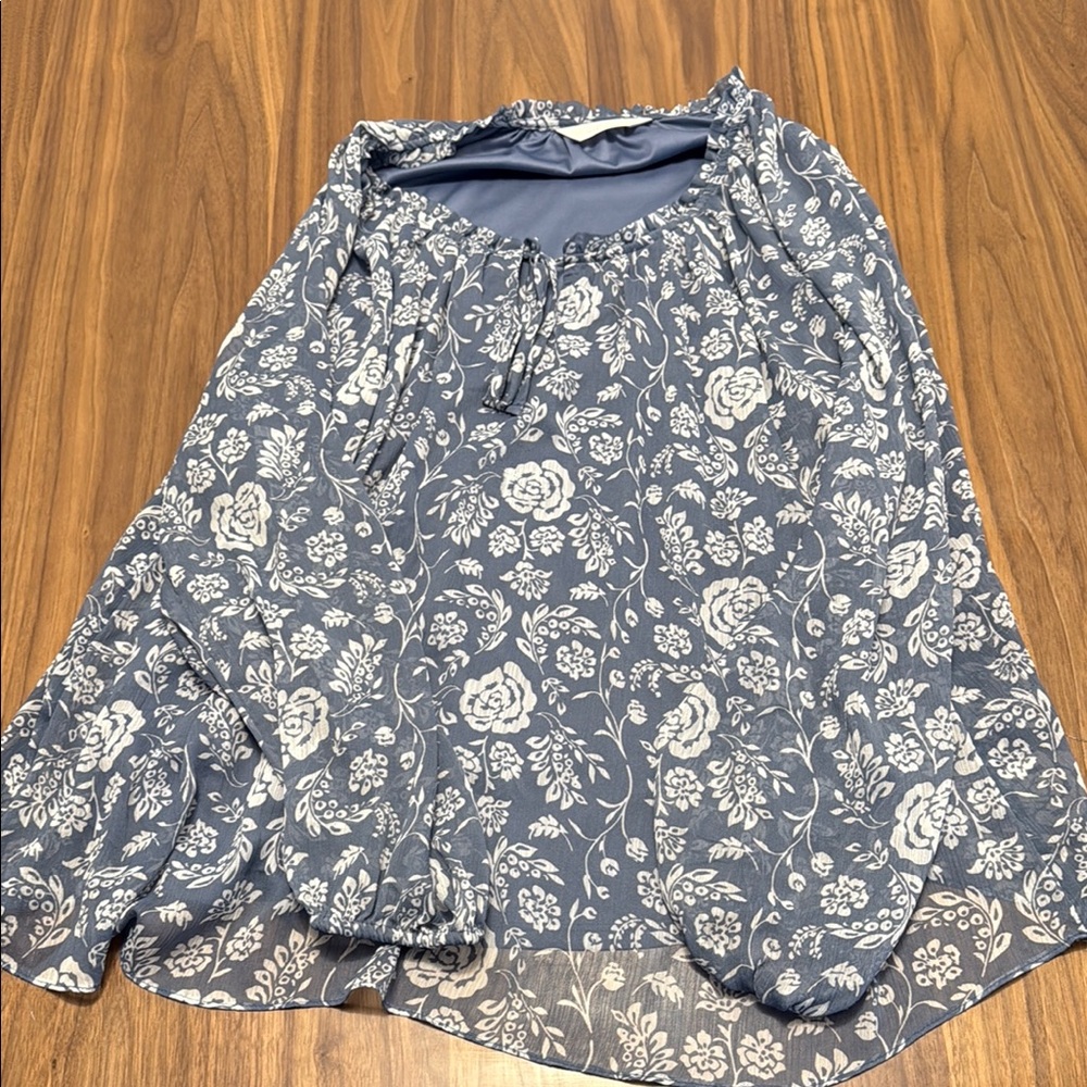 LC Lauren Conrad Floral Blue Top